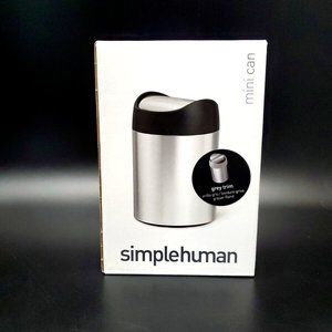 Simplehuman 1.5 Liter / 0.4 Gallon Mini Countertop Trash Can, Brushed Stainless